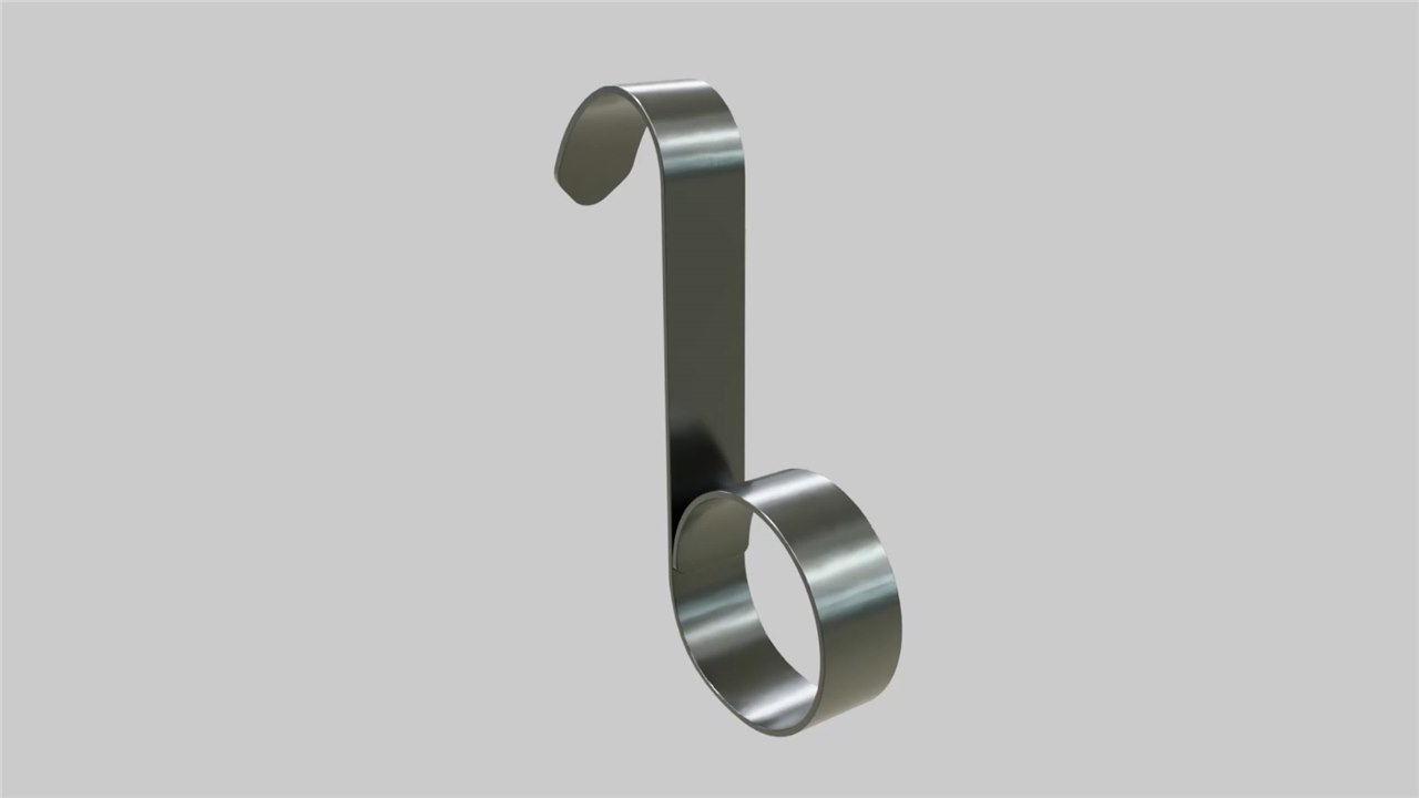 barqHook q-shaped spring steel hook, product render